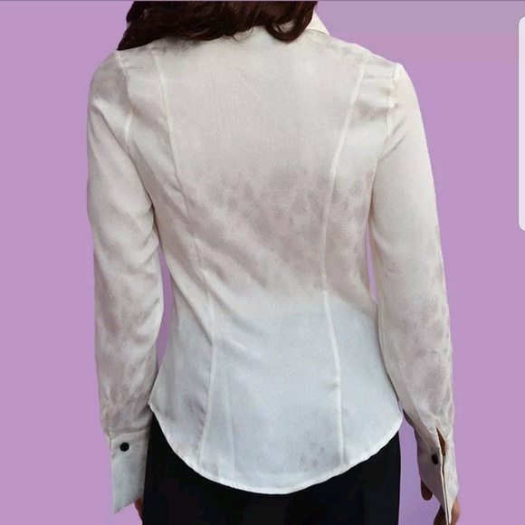 White Blouse Size XS or S Top Button Down Open Front Long Sleeve Handmade - Picture 4 of 8